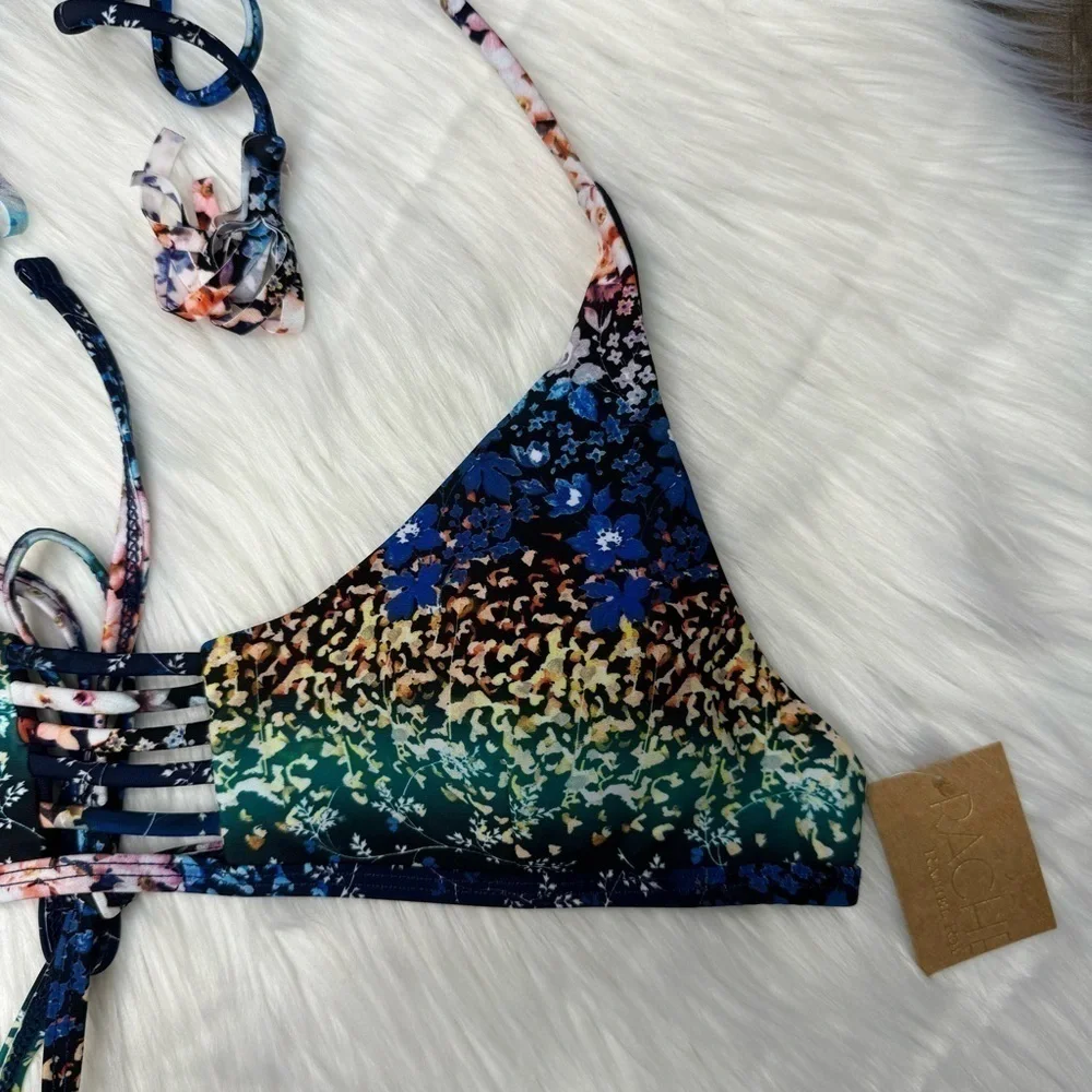 NWT Rachel Roy Midnight Garden Floral Bikini Top Small